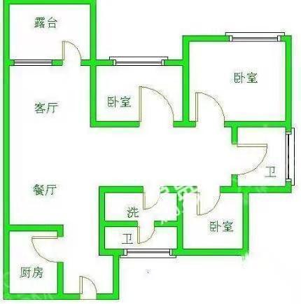 南湖国际1期  3室1厅2卫   2400.00元/月户型图