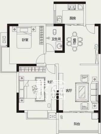 港口街散盘  2室1厅1卫   1500.00元/月户型图