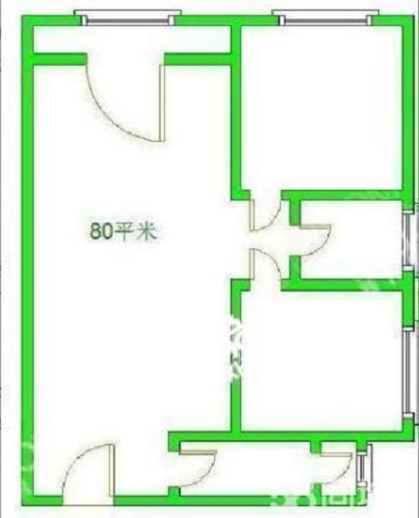 清河庭苑  2室2厅1卫   1800.00元/月户型图