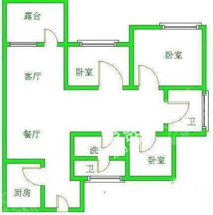 二江花园  3室2厅2卫   2000.00元/月户型图