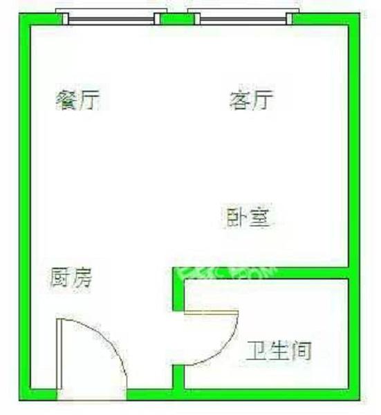 南湖国际4期  1室1厅1卫   1500.00元/月户型图