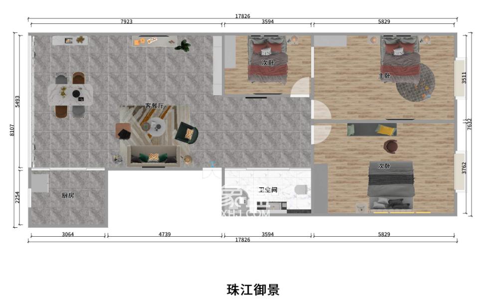 资江御景  3室2厅2卫   51.00万户型图