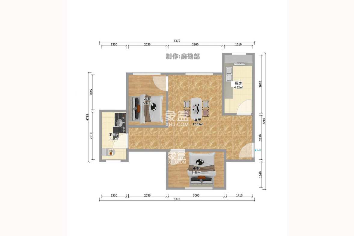 明城公寓  1室1厅1卫   1200.00元/月室内图1