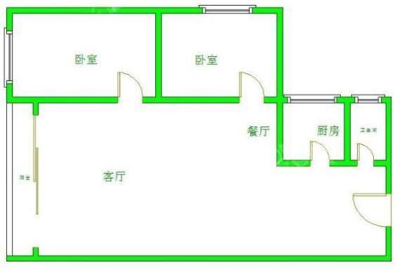 南湖锦苑  2室1厅1卫   2400.00元/月户型图