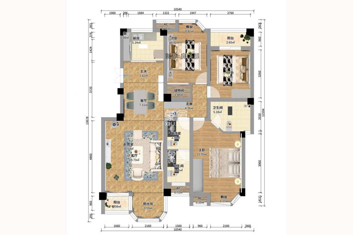 山水庭院 1室2厅1卫 2100.0元/月 山水庭院 1室2厅1卫 2100.0元/月户型图