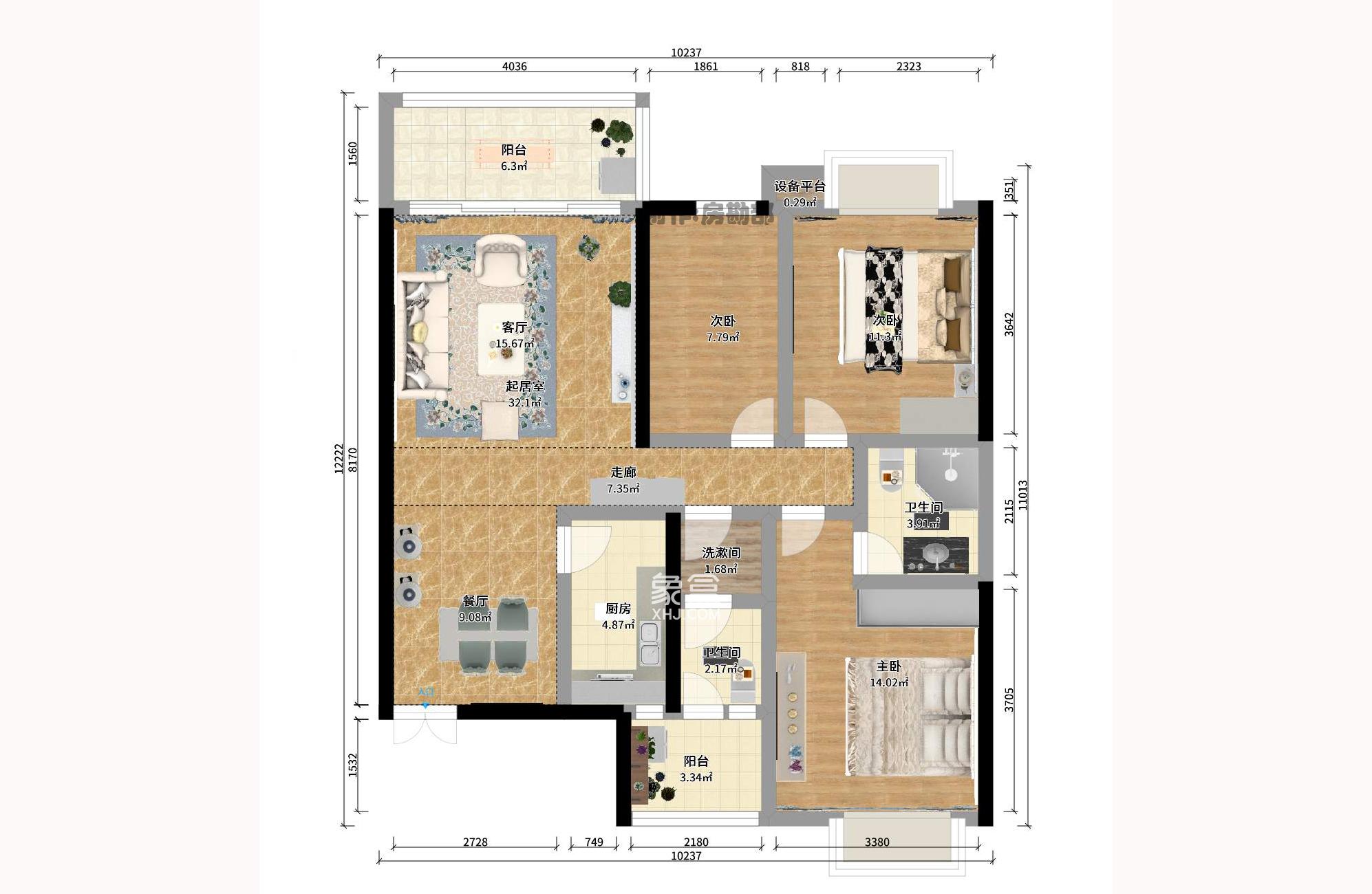 星典时代  3室2厅2卫   102.00万