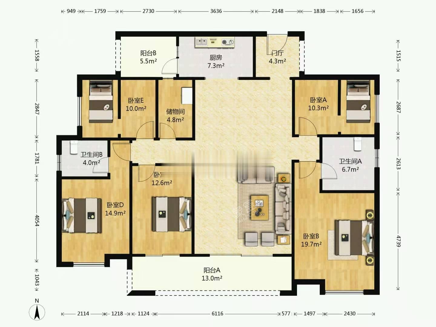 佳兆业君汇上品  5室2厅3卫   381.00万户型图