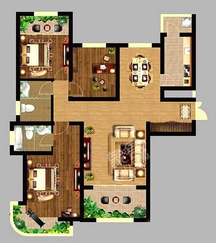 碧桂园  3室2厅1卫   110.00万户型图