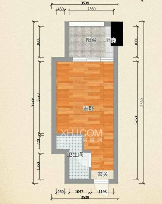 蒸阳花苑  1室1厅1卫   800.00元/月户型图