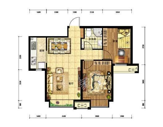 碧桂园  3室2厅1卫   75.00万户型图