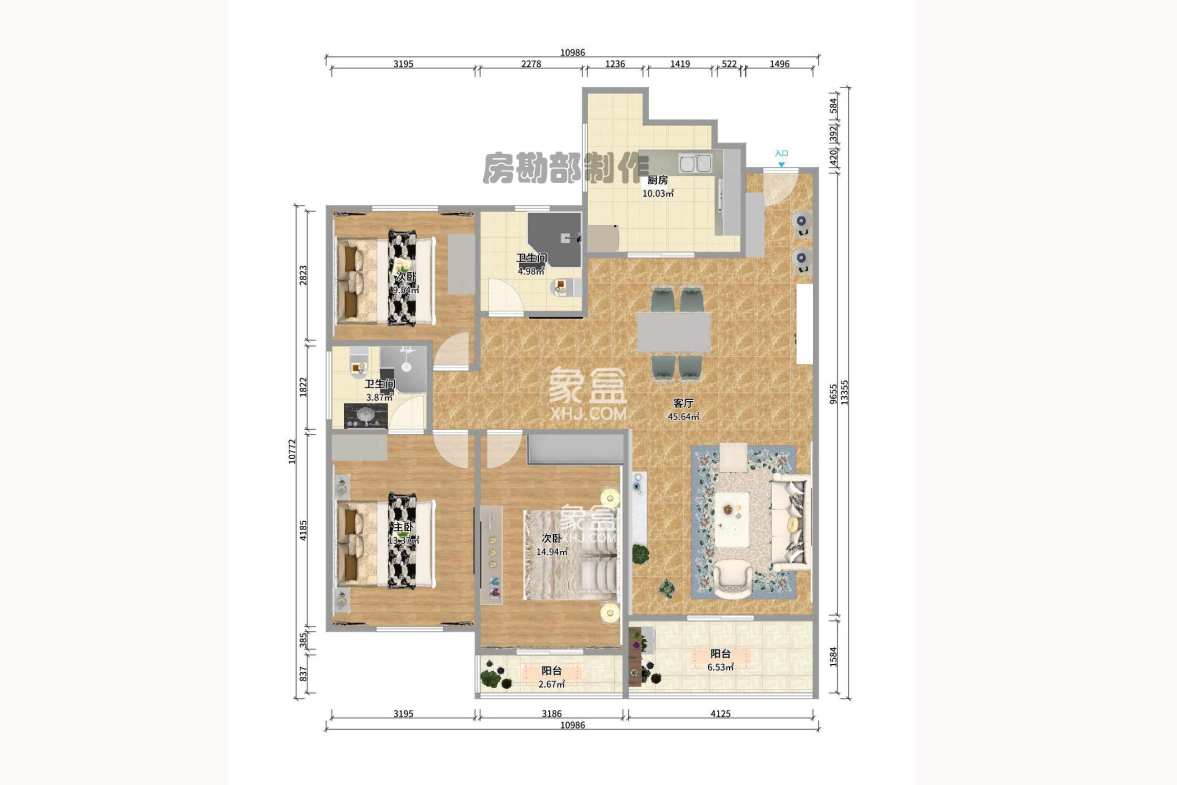 泰时花园 3室2厅2卫 2400.0元/月 泰时花园 3室2厅2卫 2400.0元/月户型图
