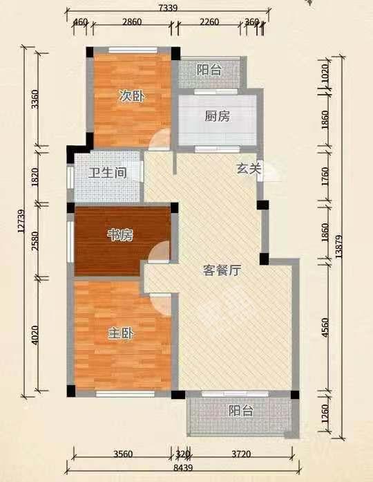 华湘香榭丽舍（一期）  2室2厅1卫   1700.00元/月户型图