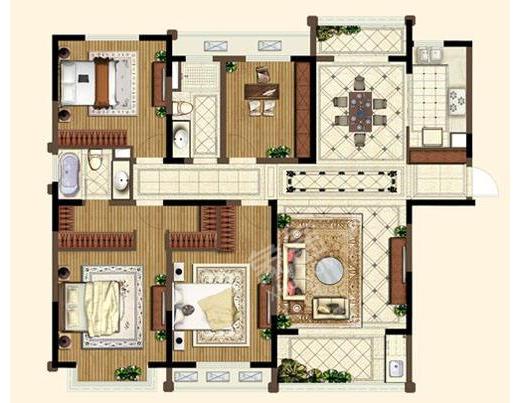 恒大华府  4室2厅2卫   160.00万户型图