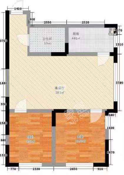 香江水岸新城  3室2厅2卫   90.00万户型图