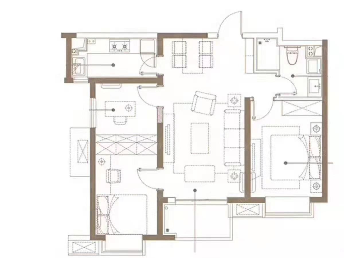 中铁建万科翡翠  3室2厅1卫   230.00万户型图