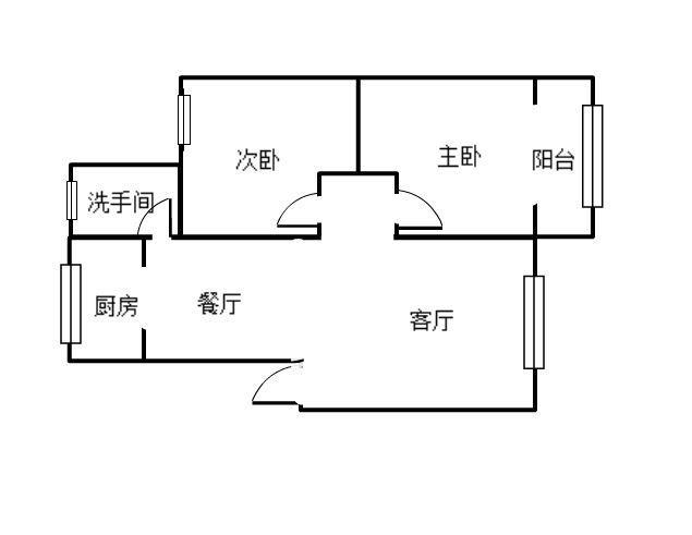 映荷园  2室2厅1卫   1400.00元/月户型图