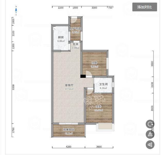 溪谷新村  2室1厅1卫   900.00元/月户型图