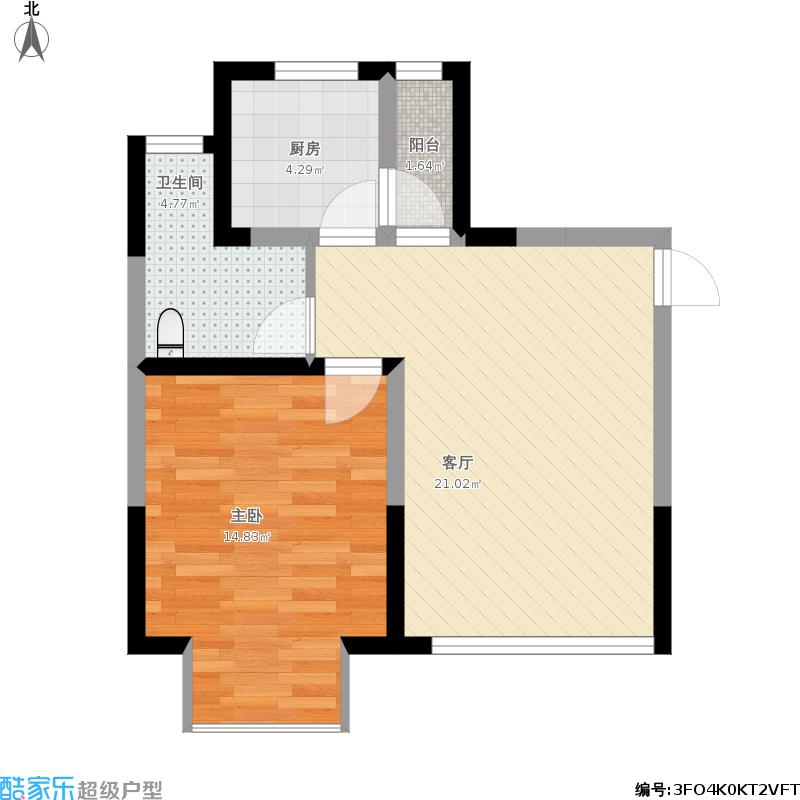 二江花园  1室2厅1卫   1600.00元/月户型图