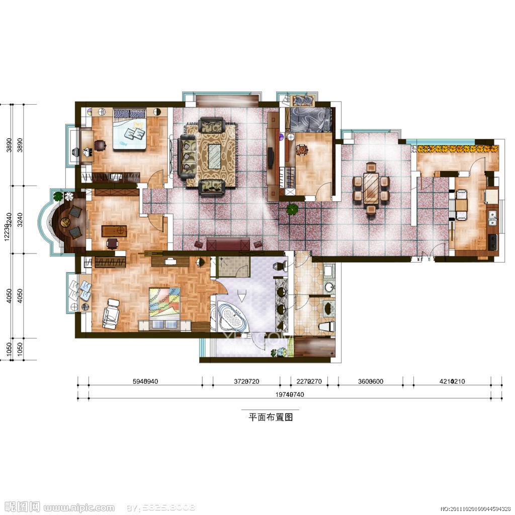 兴盛家园  4室2厅2卫   1800.00元/月户型图