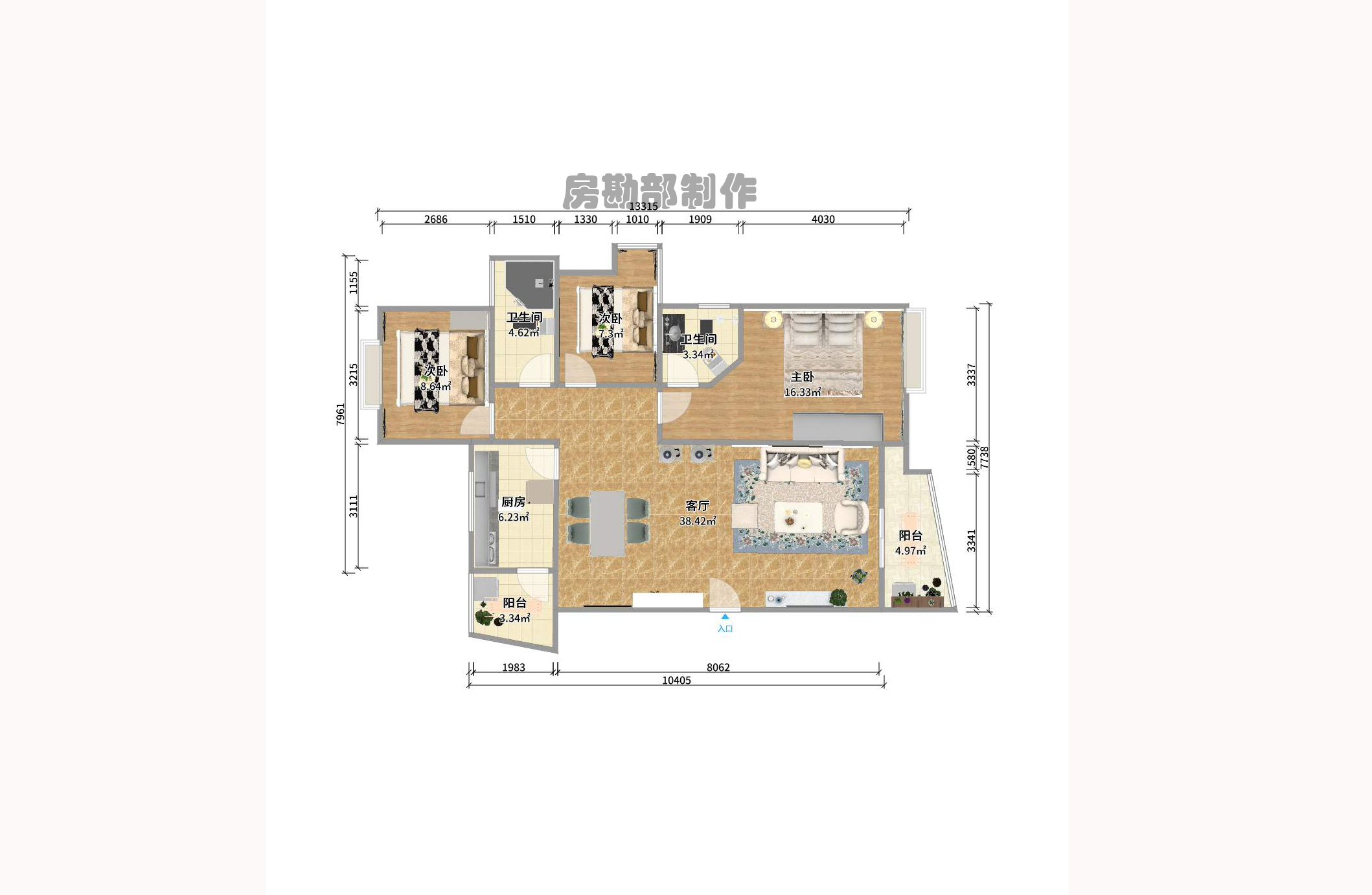 幸福里(幸福里一期) 3室2厅2卫 98.0万 幸福里(幸福里一期) 3室2厅2卫 98.0万户型图