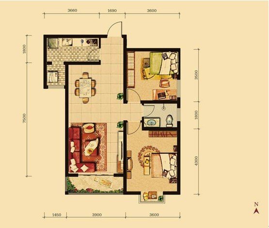 益阳航道管理处家属楼  3室2厅1卫   39.80万户型图
