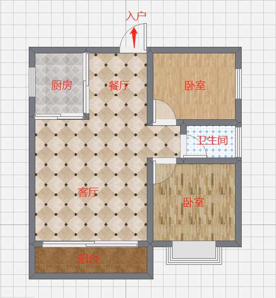 拓兴阳光新城 2室2厅1卫 1800.0元/月 拓兴阳光新城 2室2厅1卫 1800.0元/月户型图