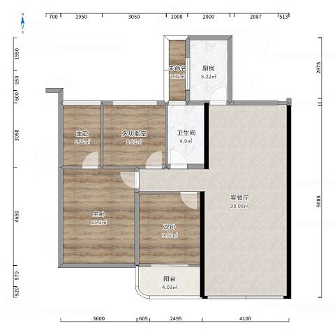 缤纷年华 4室2厅1卫 3200.0元/月 缤纷年华 4室2厅1卫 3200.0元/月户型图