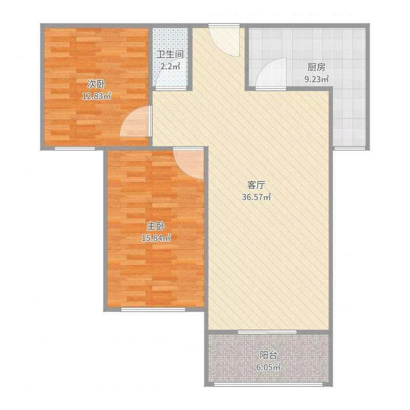 陶瓷建材市场独栋  2室2厅1卫   500.00元/月户型图