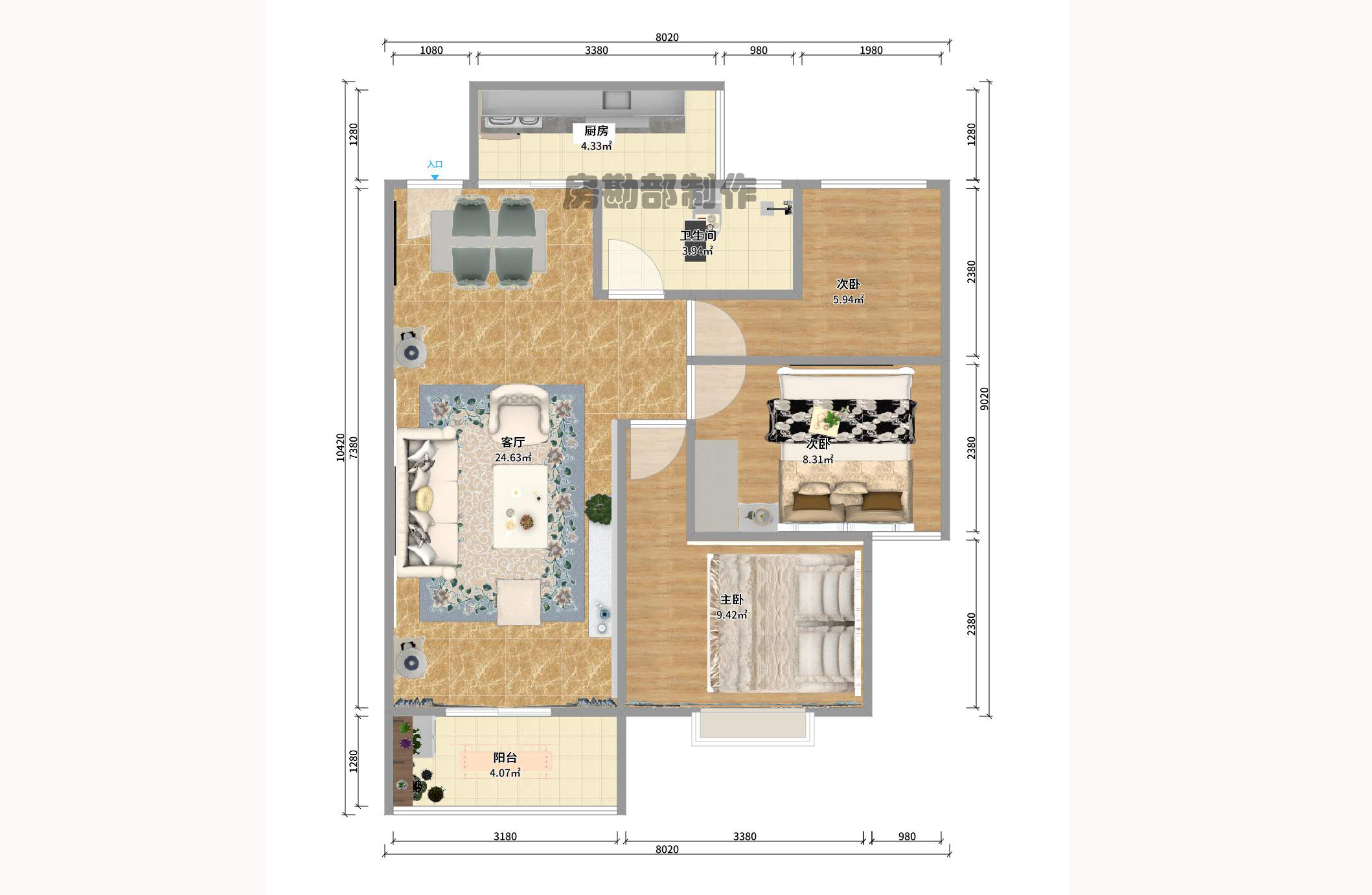 紫晶城 3室2厅1卫 1700.0元/月 紫晶城 3室2厅1卫 1700.0元/月户型图