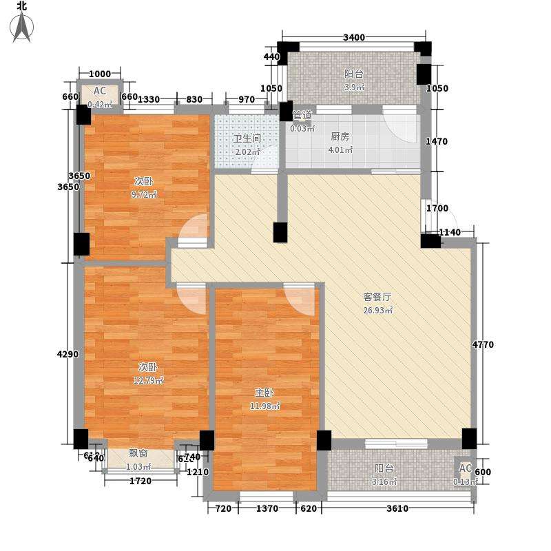 宏鑫华都  3室2厅1卫   78.50万户型图