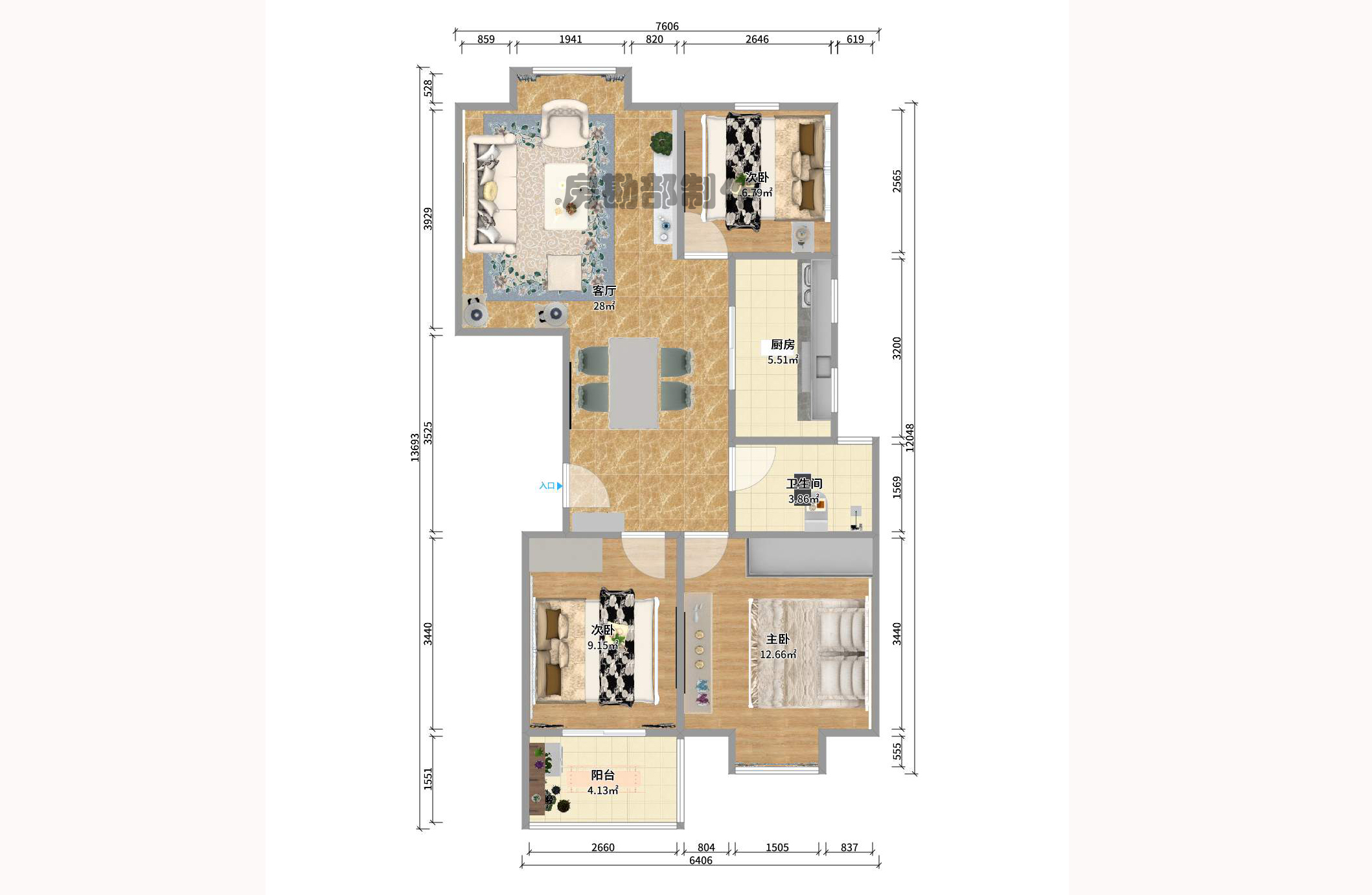 锦湘国际星城三期(锦绣苑) 3室2厅1卫 2600.0元/月 锦湘国际星城三期(锦绣苑) 3室2厅1卫 2600.0元/月户型图