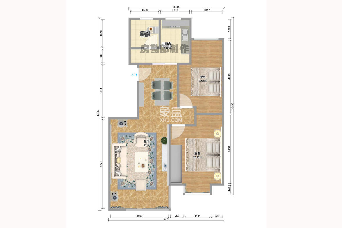 一品东庭 2室2厅1卫 2200.0元/月 一品东庭 2室2厅1卫 2200.0元/月户型图