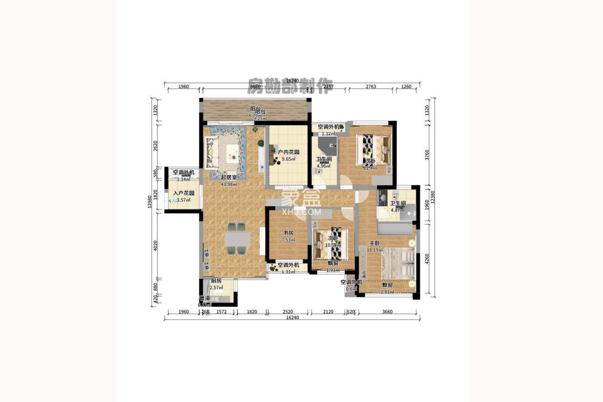 融科东南海 4室2厅2卫 3500.00元/月 融科东南海 4室2厅2卫 3500.00元/月户型图