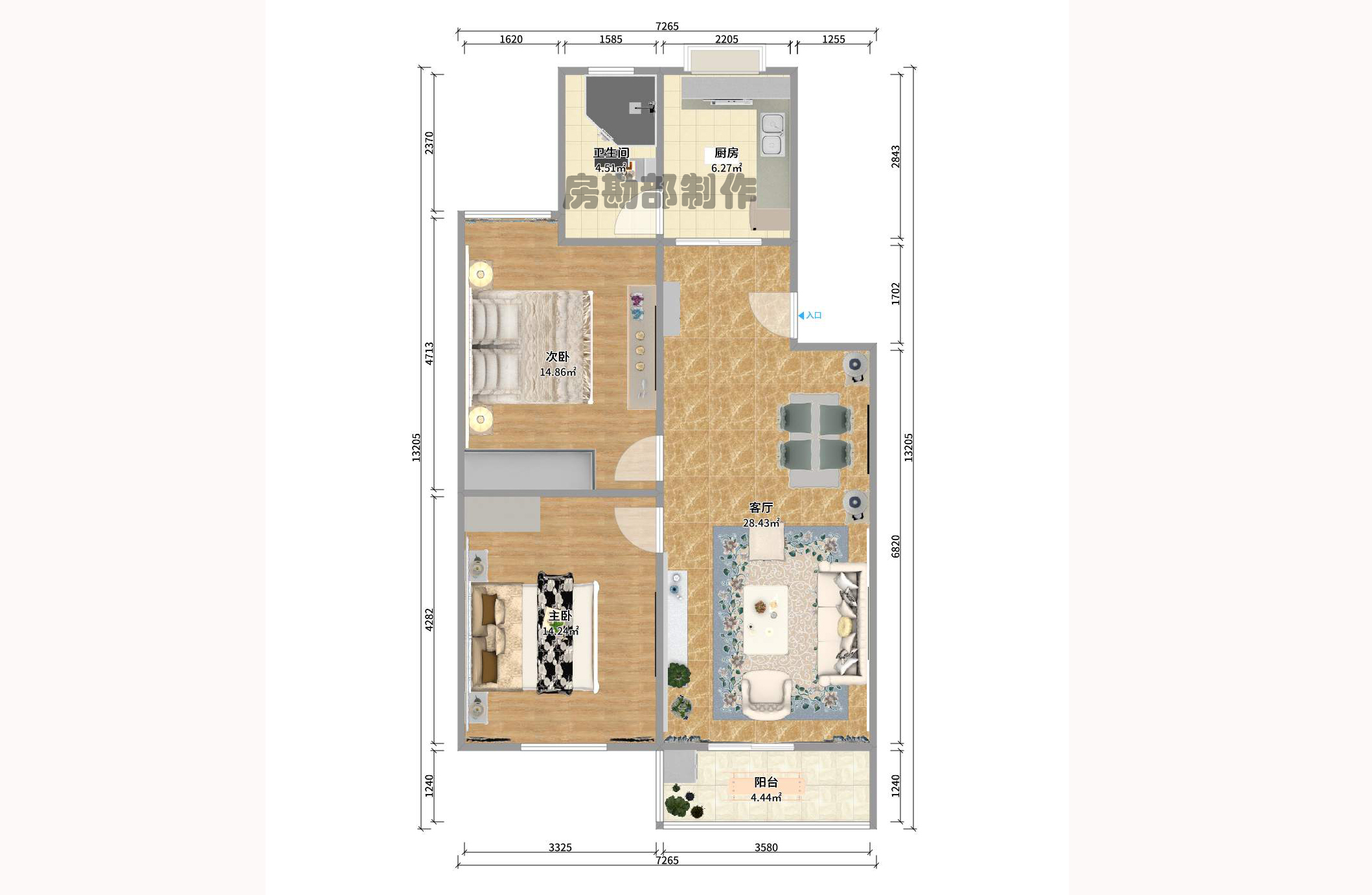 富绿新村  1室0厅1卫    580.0元/月户型图