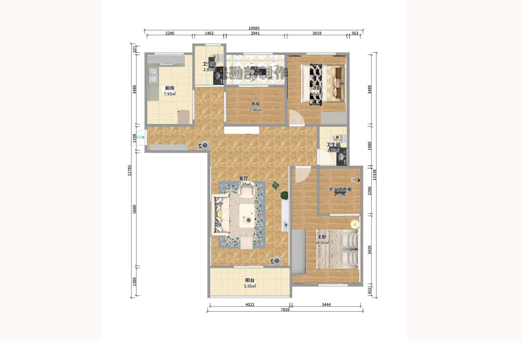 万科魅力之城 4室2厅2卫 1600.0元/月 万科魅力之城 4室2厅2卫 1600.0元/月户型图