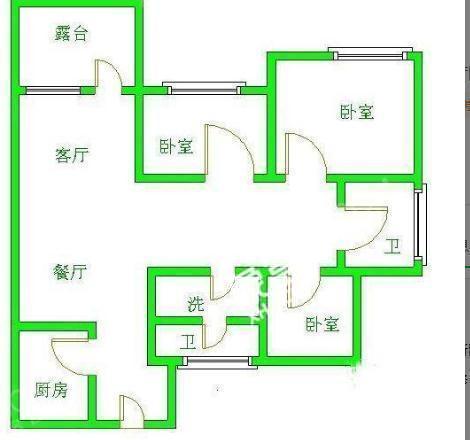 天府美岸  3室1厅1卫   2100.00元/月户型图
