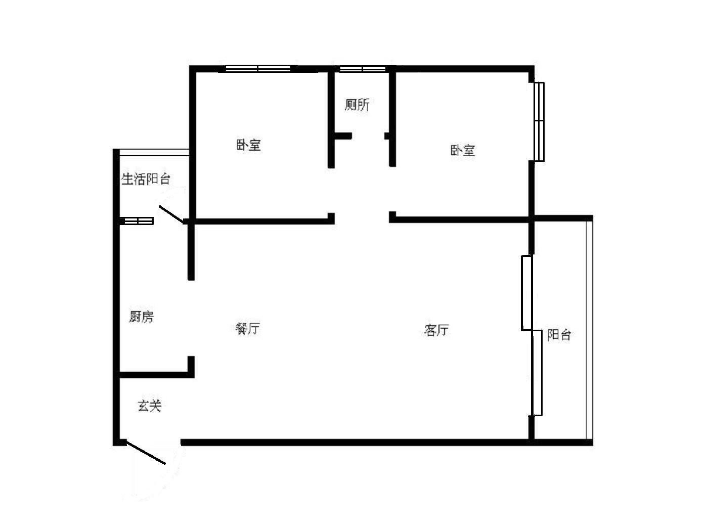 亭子塘  2室1厅1卫   800.00元/月户型图