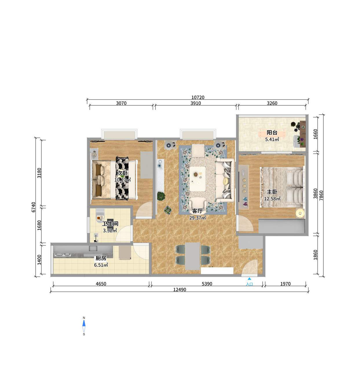 HC新城(建工集团单位房) 2室1厅1卫 2400.0元/月 HC新城(建工集团单位房) 2室1厅1卫 2400.0元/月户型图