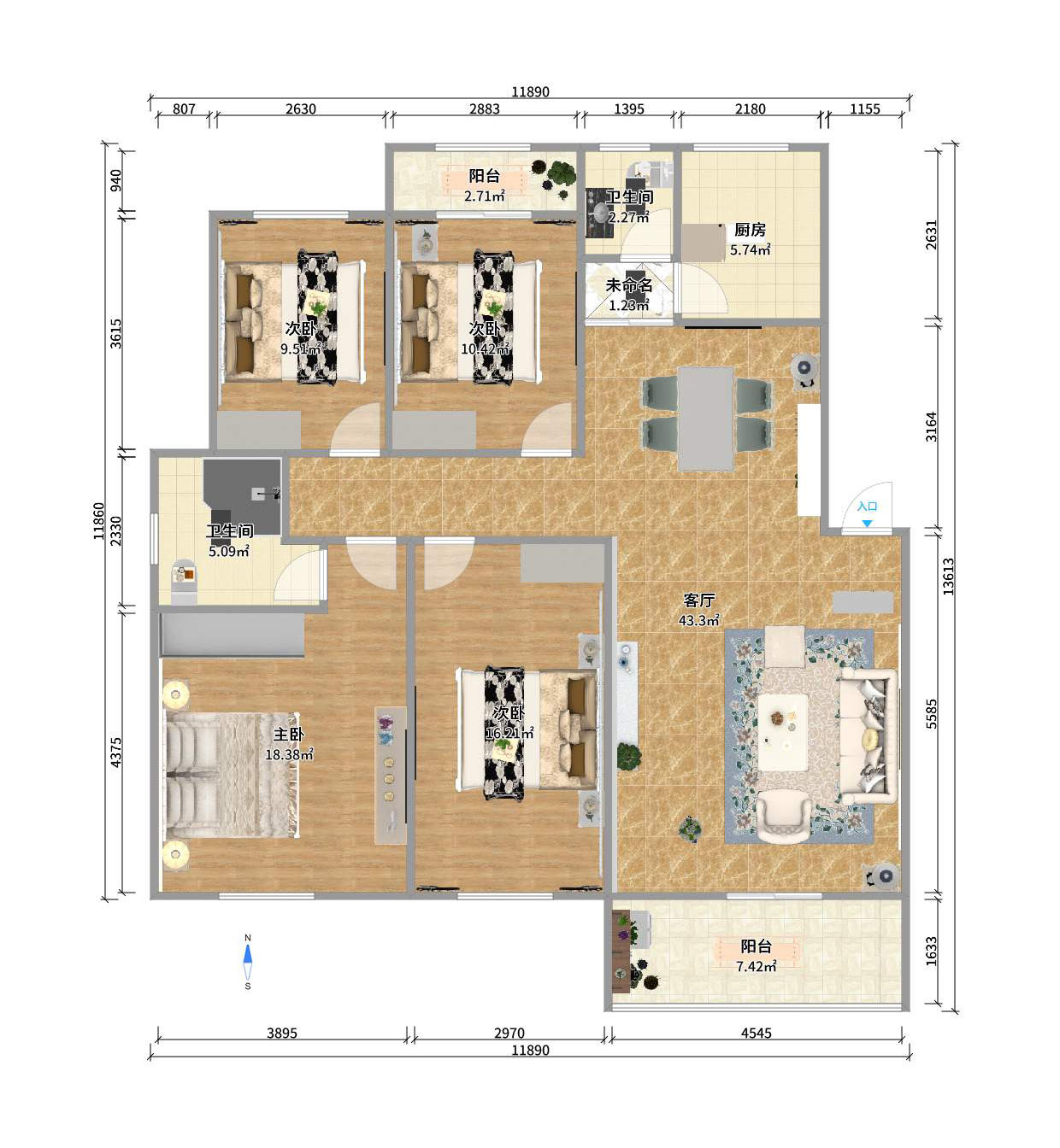 泰禹家园(彩云之翼家园一期、二期、三期) 4室2厅2卫 2300.0元/月 泰禹家园(彩云之翼家园一期、二期、三期) 4室2厅2卫 2300.0元/月户型图