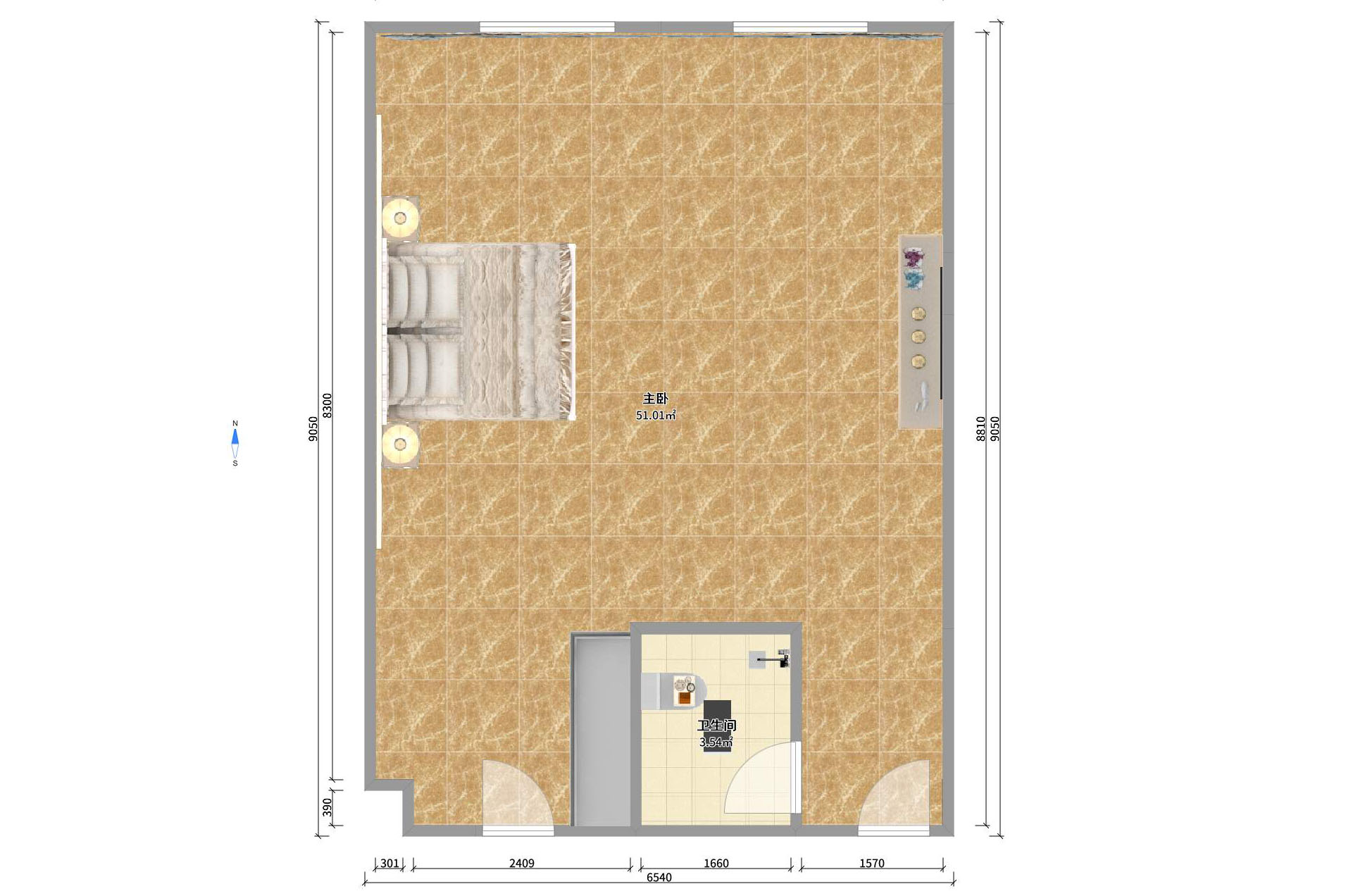 奥克斯缔壹城 1室1厅1卫 1600.0元/月 奥克斯缔壹城 1室1厅1卫 1600.0元/月户型图