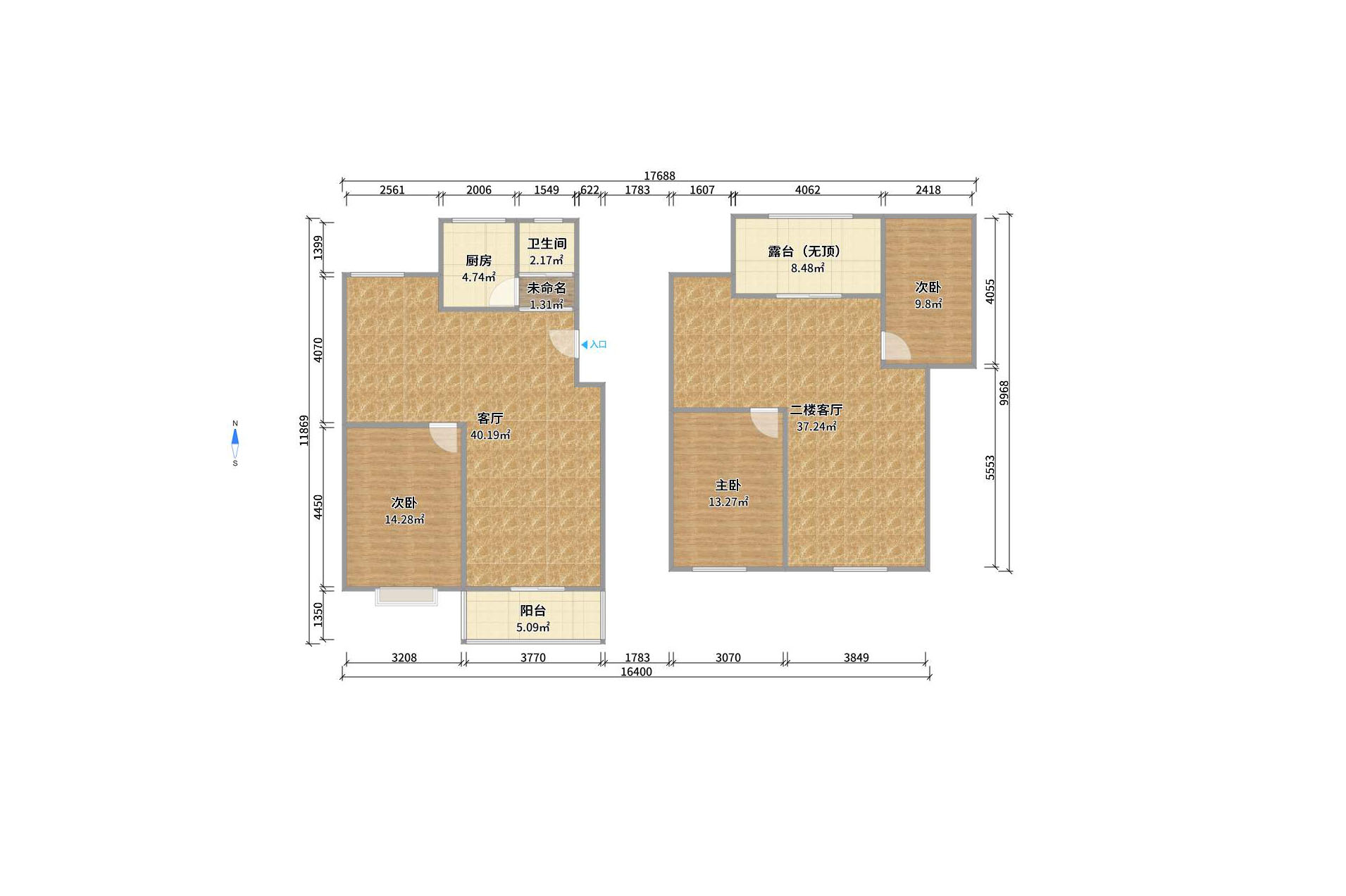 东方名都百草园 3室1厅1卫 1400.0元/月 东方名都百草园 3室1厅1卫 1400.0元/月户型图