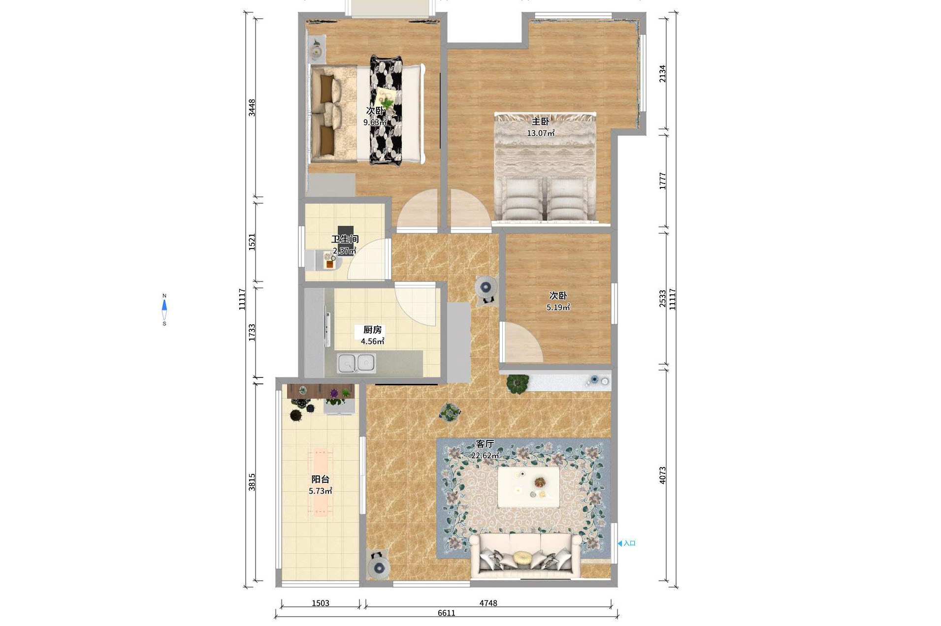 德政园 3室2厅2卫 2200.0元/月 德政园 3室2厅2卫 2200.0元/月户型图