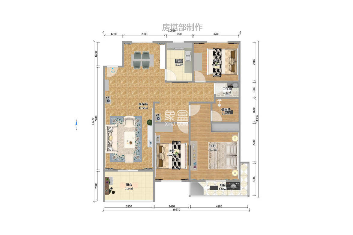 浏阳河畔家园  3室2厅2卫    3000.0元/月室内图1
