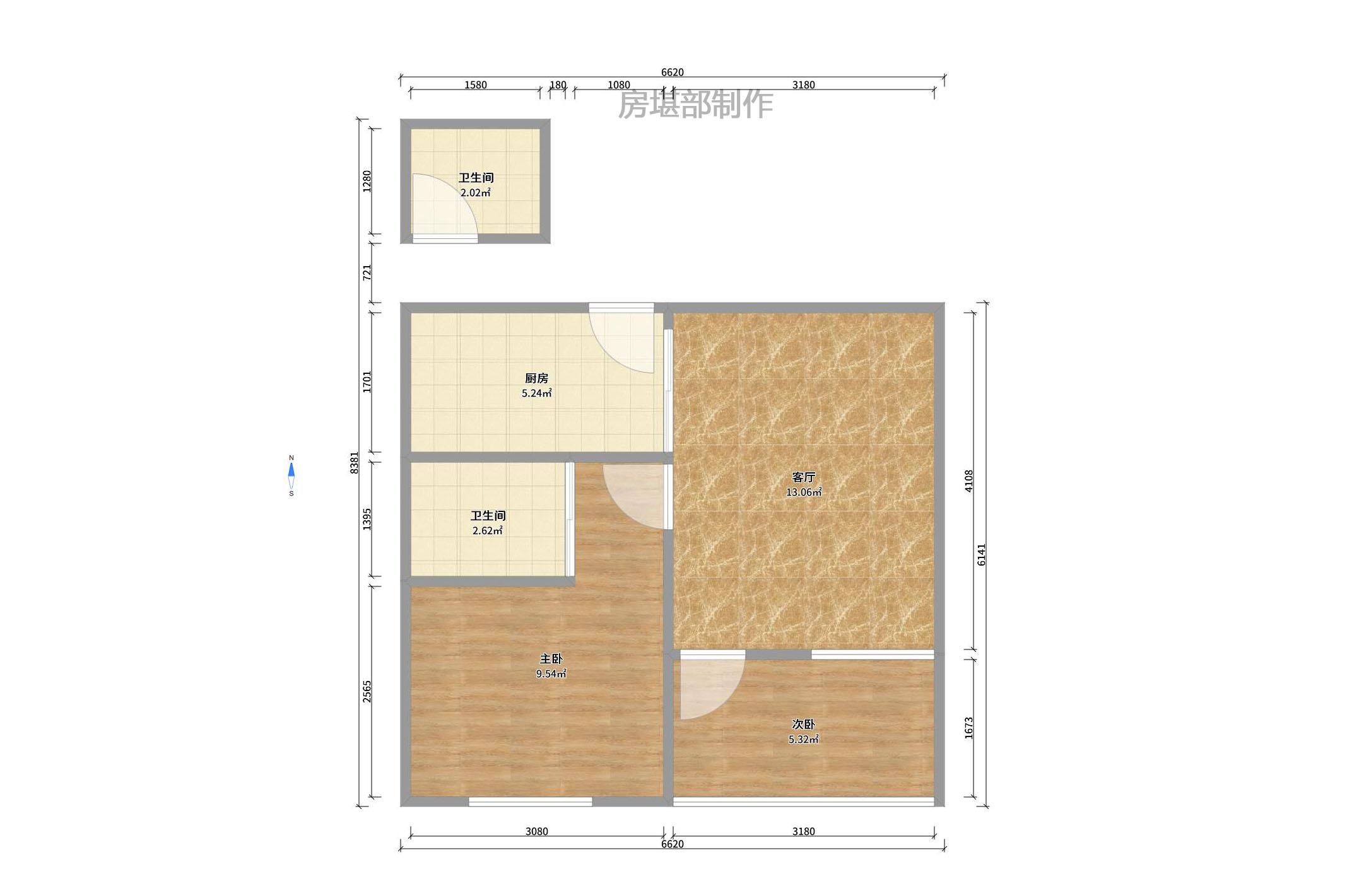 朝阳一、二村 1室1厅1卫 1300.0元/月 朝阳一、二村 1室1厅1卫 1300.0元/月户型图