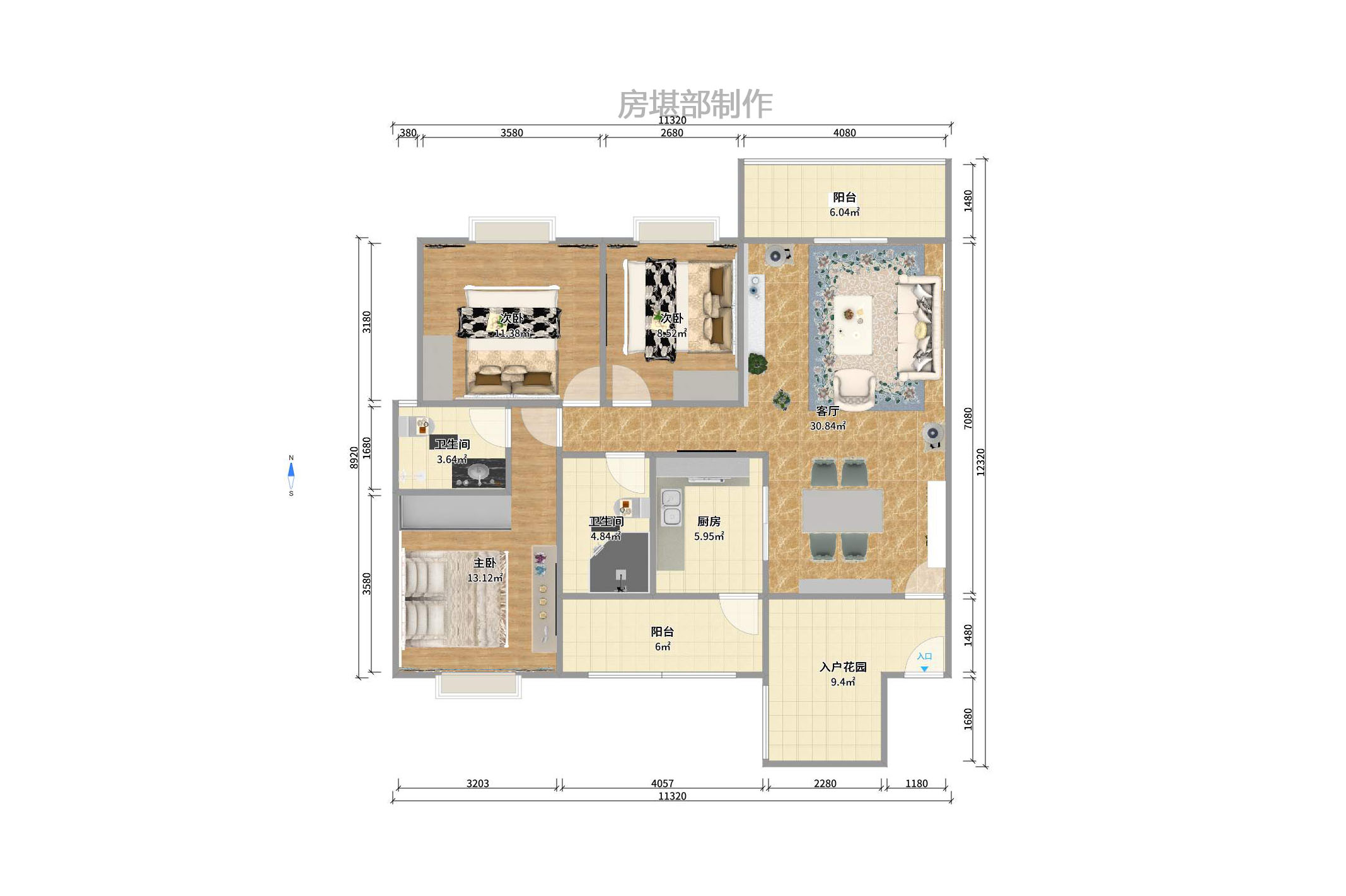 银盘鑫城  3室2厅2卫    2200.0元/月 银盘鑫城  3室2厅2卫    2200.0元/月户型图
