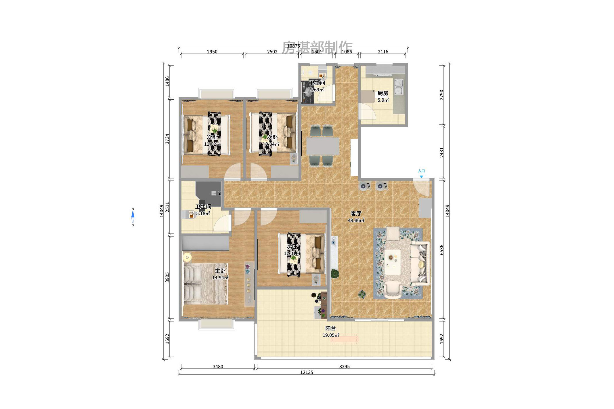 至雅大厦 4室1厅2卫 5000.0元/月 至雅大厦 4室1厅2卫 5000.0元/月户型图