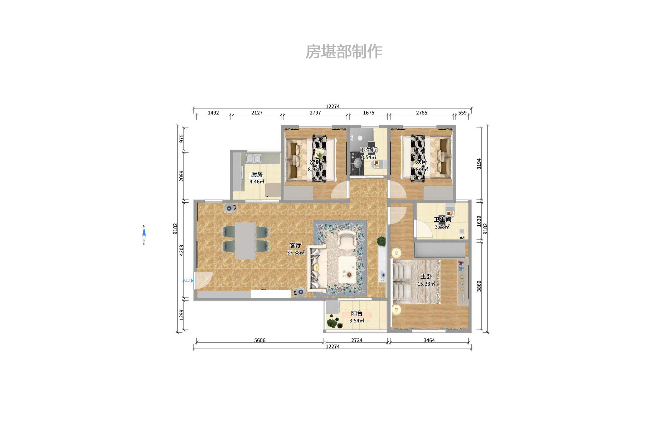 锦湘国际星城一期（锦美苑）  1室0厅0卫   2800.00元/月户型图