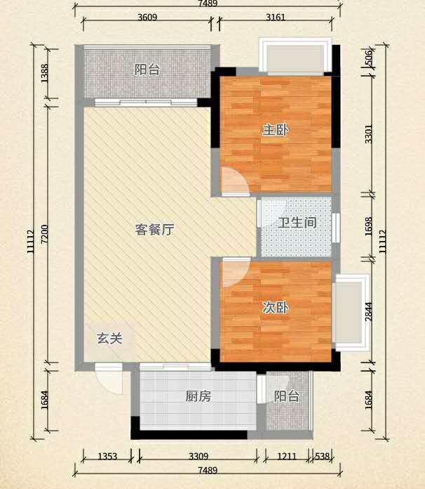 明兴花苑  1室1厅1卫   1500.00元/月户型图