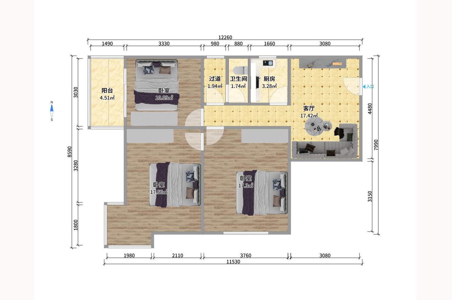 东方之珠 2室2厅1卫 1900.0元/月 东方之珠 2室2厅1卫 1900.0元/月户型图