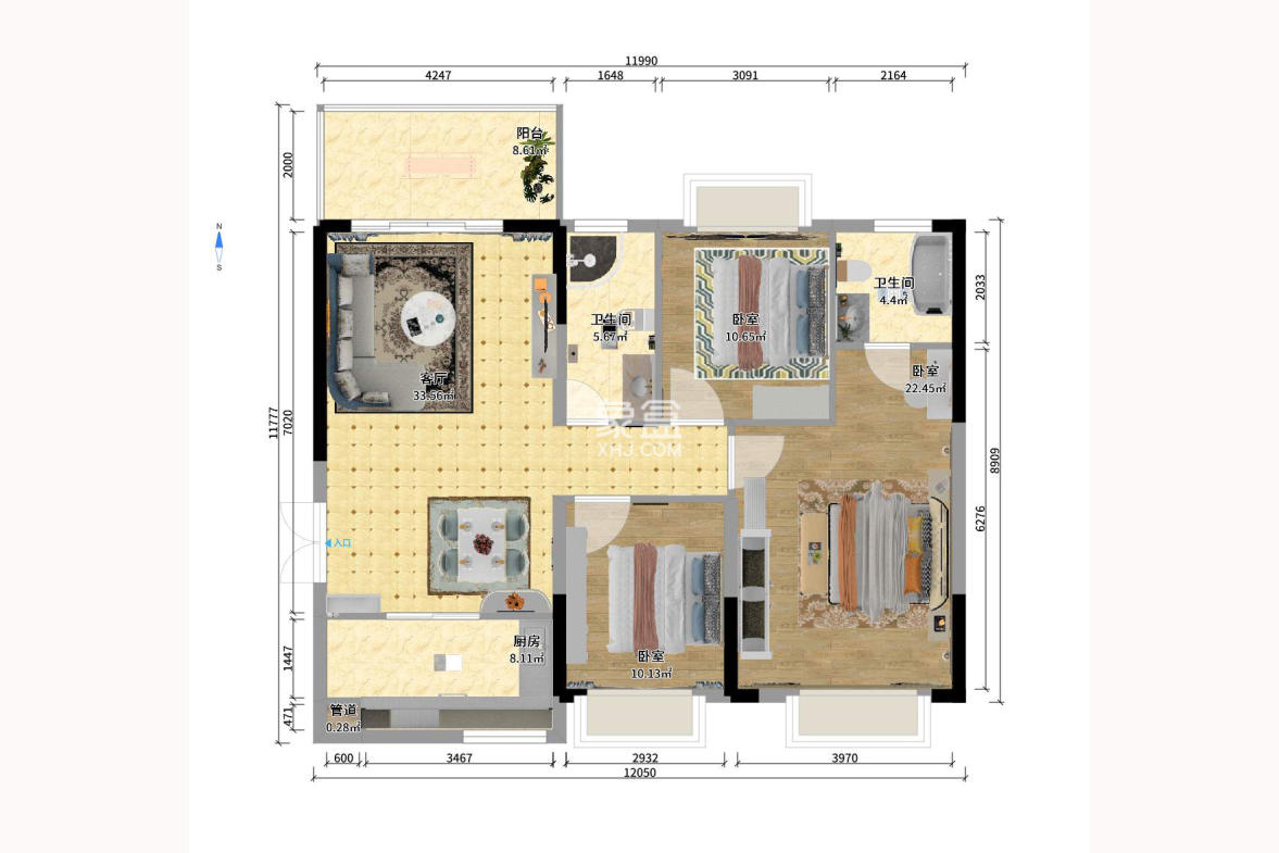 莱茵城 1室2厅1卫 2100.0元/月 莱茵城 1室2厅1卫 2100.0元/月户型图